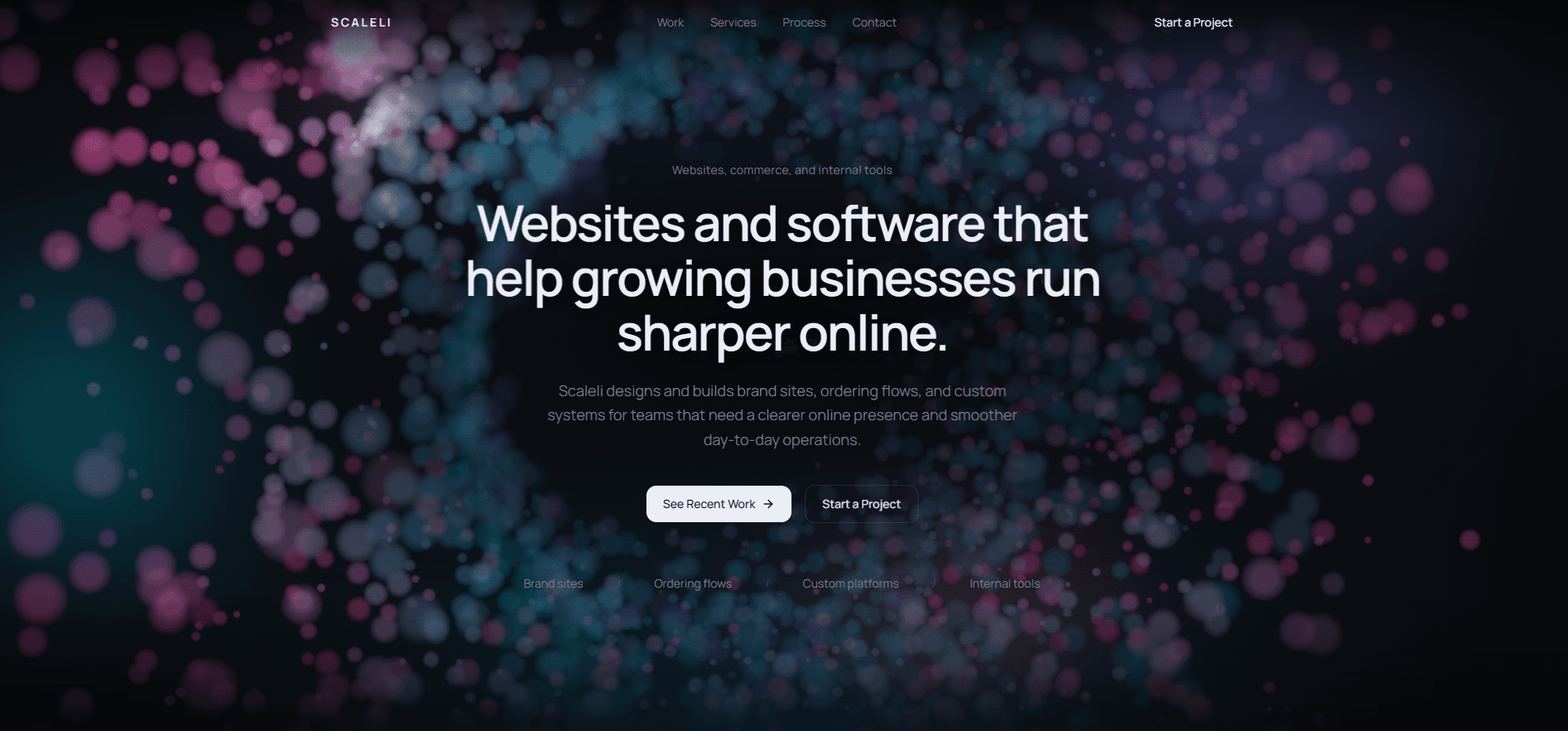 Scaleli landing page — Websites and software that help growing businesses run sharper online